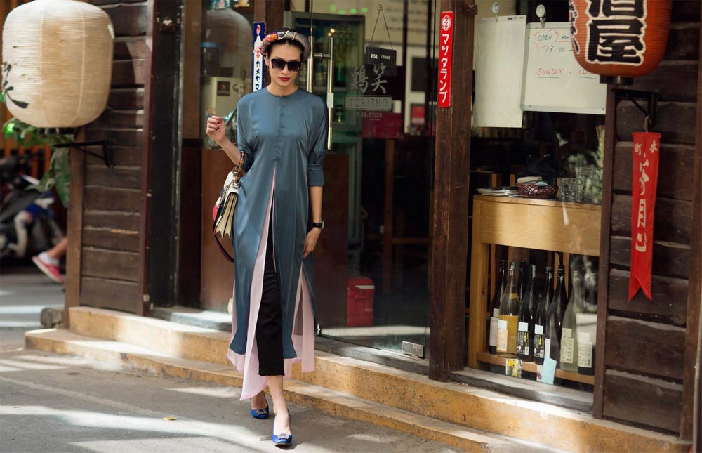modern ao dai street style fusion