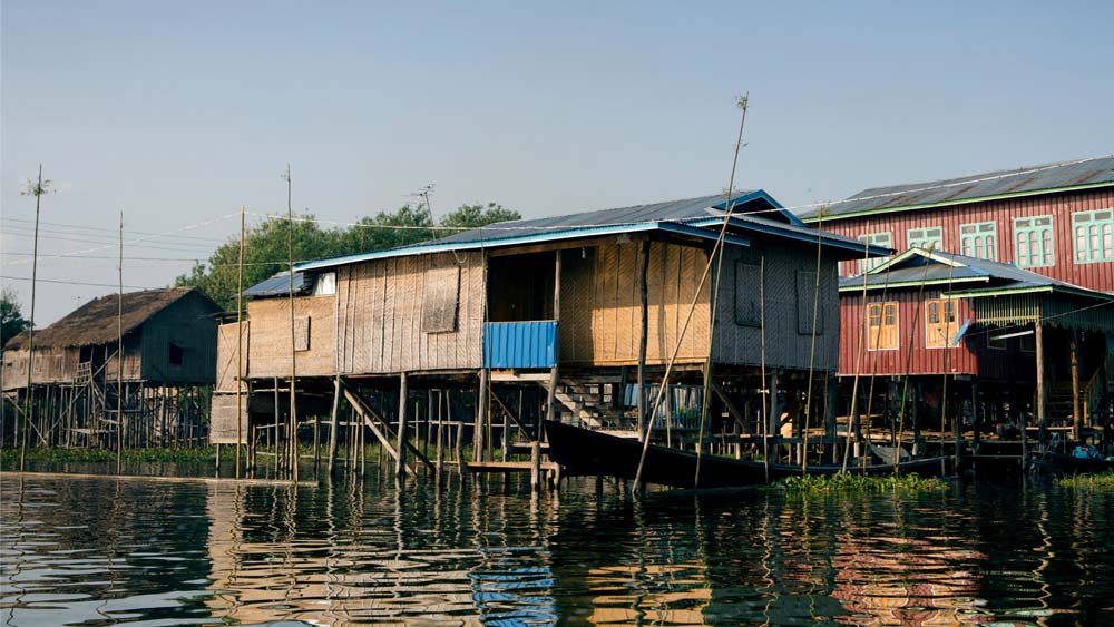 Stilt houses. Mekong Delta: elevated for flood resilience